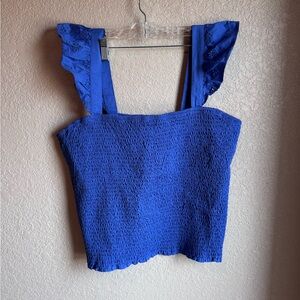 Old Navy Royal Blue Smocked crop Top sz XL twee festival